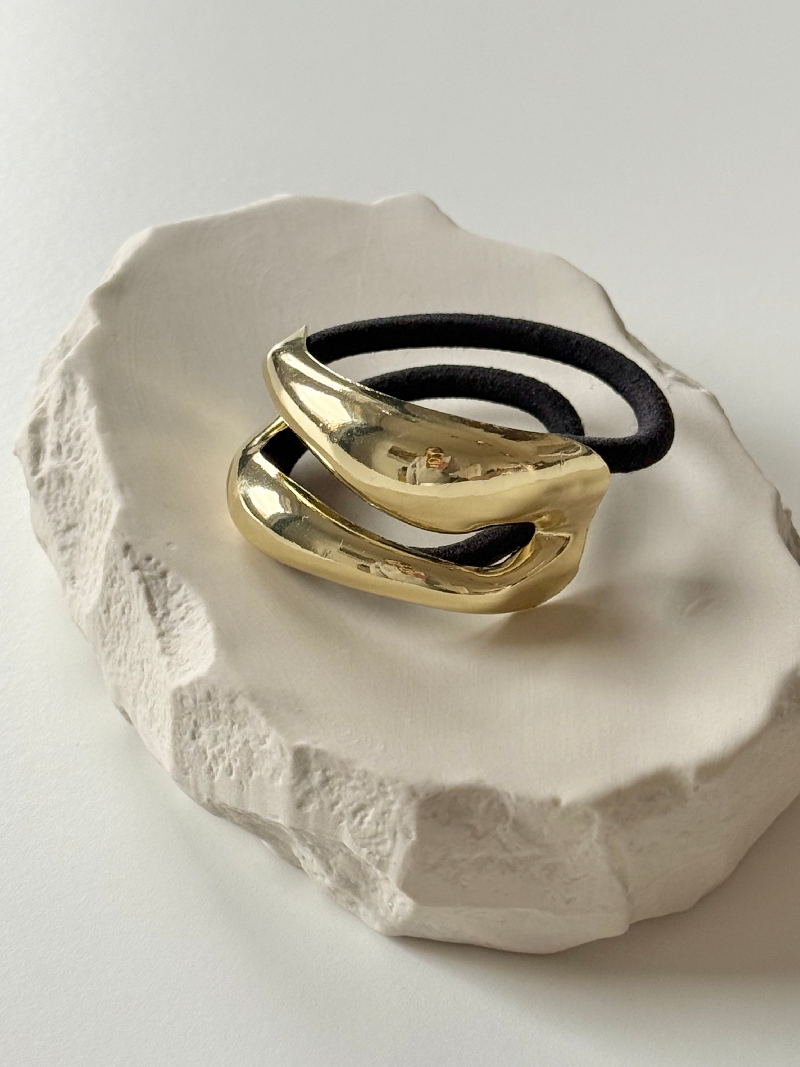 Haargummi mit Metall Gold